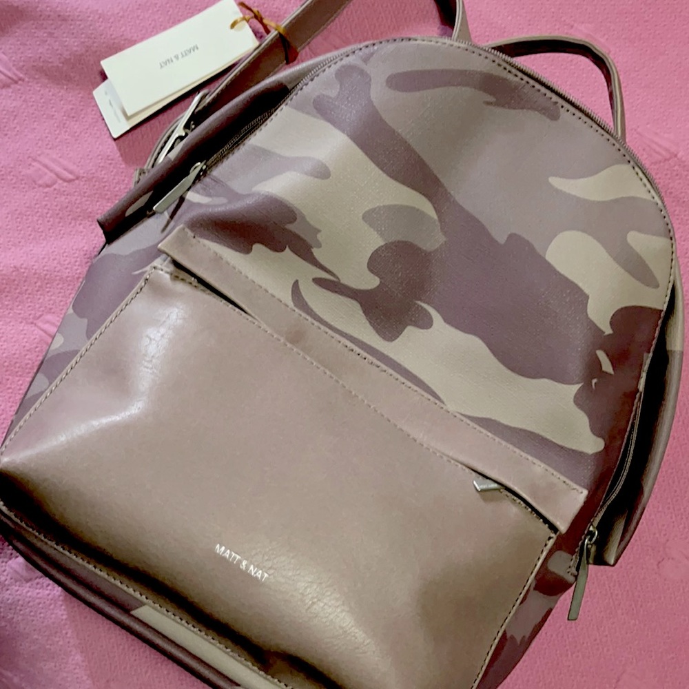NWT’s vegan leather purple camo Matt and Nat bag